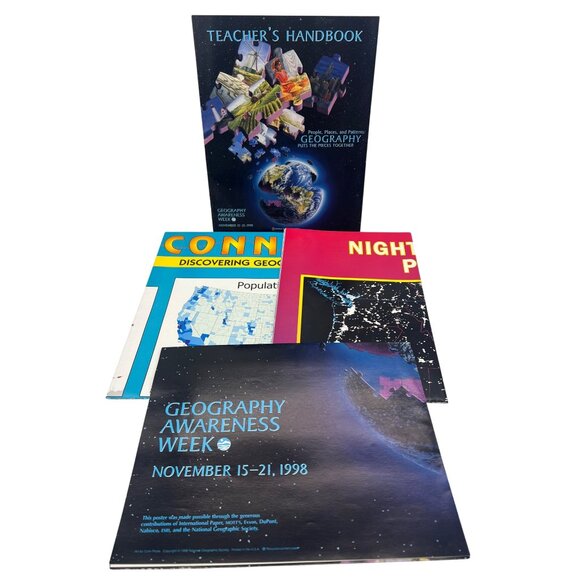 1998 National Geographic Geography Week Teacher Kit Posters & Handbook - Picture 1 of 9